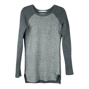 Athleta Sierra Wool And Cashmere Gray Waffle Knit Crew Neck Sweater Size M